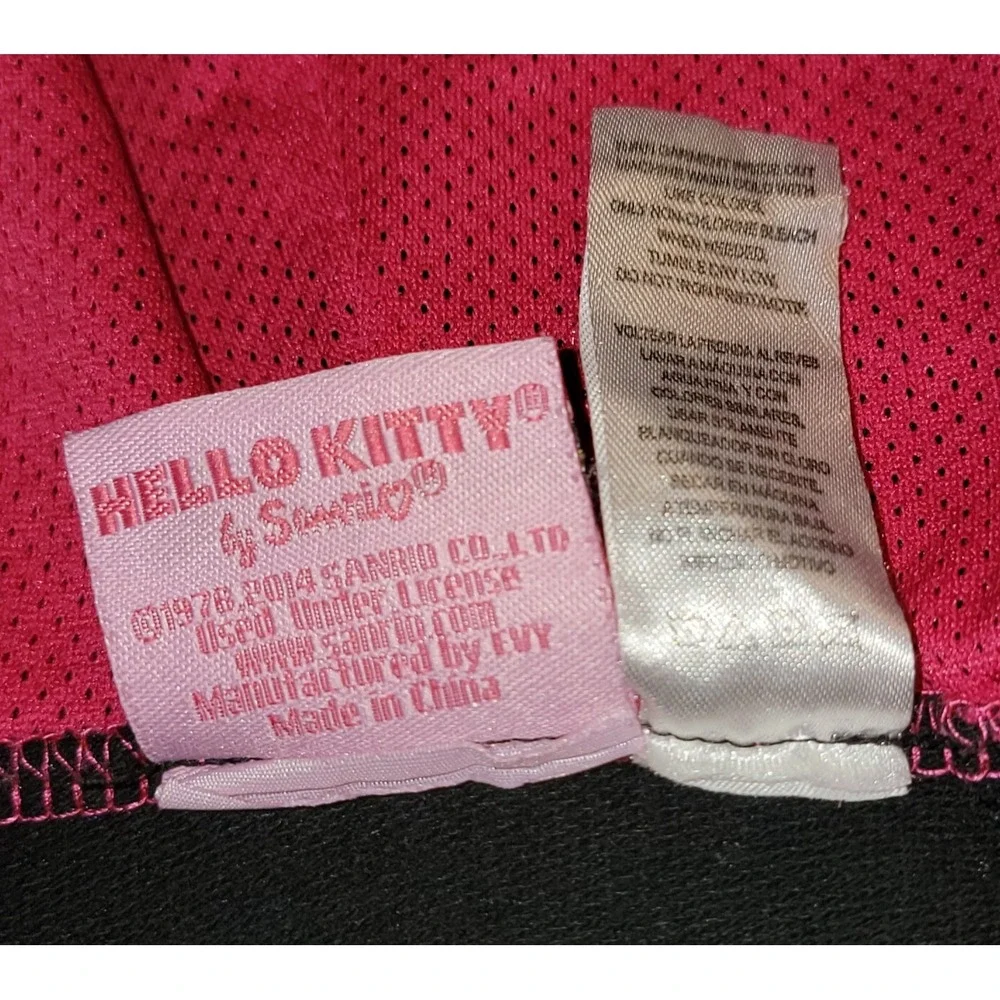 Hello Kitty Girls Hoodie Black/Pink Zip Up Jacket Size 7/8 Sanrio Lightweight